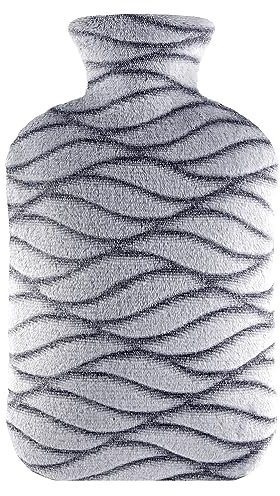 samply 2L Hot Water Bottle with Soft Cover - Hot Water Bag for Cosy Nights, Pain Relief, Back, Neck and Shoulders,Grey