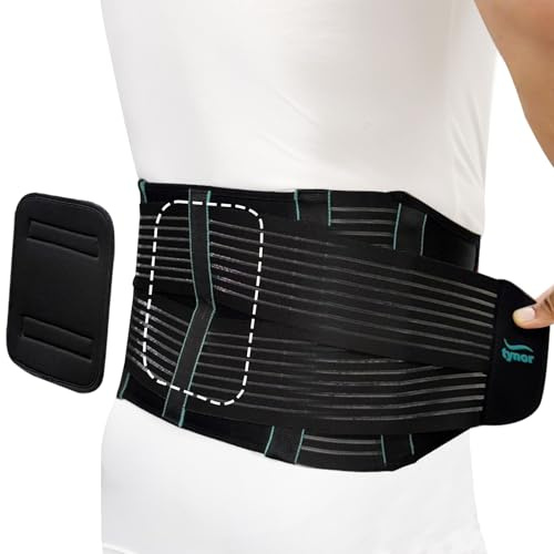 TYNOR Back Support Belt, Back Brace for Lower Back Pain,Breathable Lumbar Support Belt for Men & Women, Herniated Disc, Scoliosis & Lifting, Adjustable Straps with Lumbar Pad (Large, Premium Black)