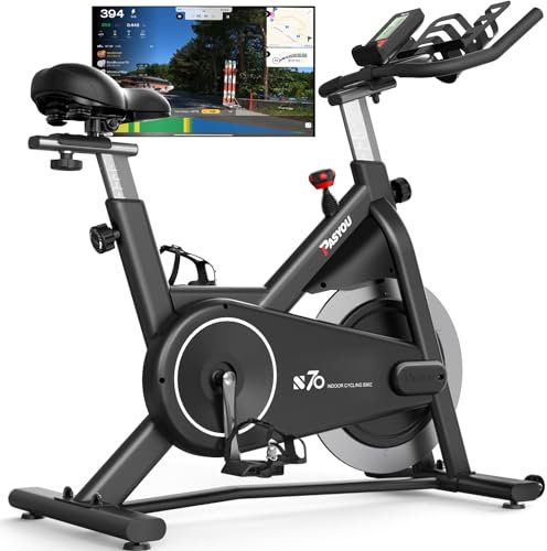 PASYOU Heimtrainer Fahrrad, Professionelles Hometrainer Fahrrad mit 18kg Schwungrad, RPM Monitor, Größere Tablet-Halterung, Stabil Fitnessbikes Stationäre Fahrräder Zuhause, Max.158KG - S70
