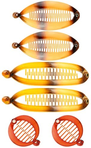 PLABBDPL 6 Pcs fermagli a forma di banana francese, per capelli a coda di pesce, pettini rotonde flessibili per coda di cavallo accessori per lo styling dei capelli per donne e ragazze (marrone)
