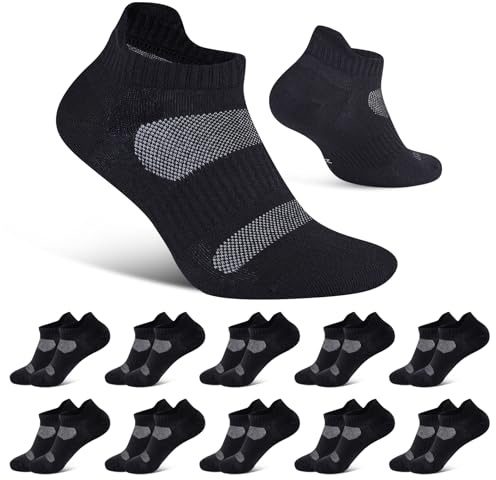 Niorasen Sneaker Strumpor för Herr & Dam, 10 Par Ankeltrumpor i Bomull, Korta Sportstrumpor, Mjuka & Bekväma, Andningsbara Strumpor för Sport, Arbete, Vandring, Cykling