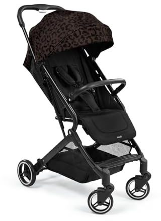 hauck Travel N Care, Leo Schwarz - Reise Buggy für Kinder ab Geburt bis 22 kg - mit Liegefunktion - Leicht 6,9 kg & Kompakt - Klein Zusammenklappbar - UPF 50+ - EVA Räder - Korb bis 3 k