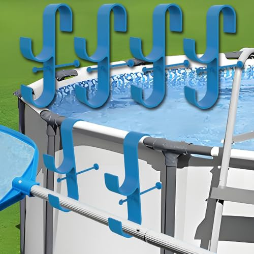 4 Pack Poolside Pool Leaf Skimmer Net Holder,Above Ground Pool Pole Hanger, Above Ground Pool Accessories,Adjustable Telescopic Pool Pole Hooks,Pool Brush Hanger Tool Pool Equipment Fit 3.15'' or Less
