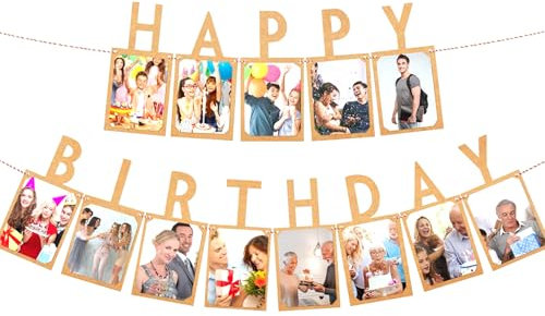 Ovanda Fotogirlang 1 födelsedag, banderoll, kraftpapper, baby fotogirlang, baby första födelsedag, fotobanderoll, flickor pojkar, Happy Birthday-banderoller, brun kraftpapperskrans, barn månadsbild