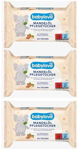 babylove Pflegetücher Mandelöl, (3x80 Stück) Multi Pack