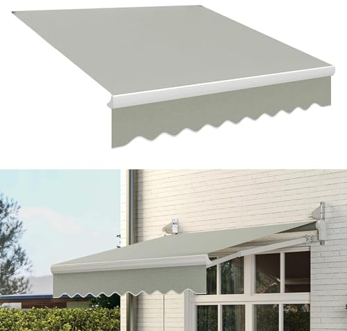 Tenda da sole avvolgibile per esterni, manuale, resistente ai raggi UV, impermeabile, per balcone e terrazza, design con braccio estensibile, disponibile in nero/grigio/blu/marrone, 3 x 1,5 m