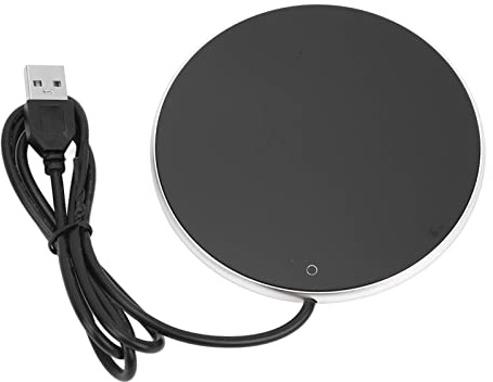 Sorandy Kompakt Kaffemugg Värmare Härdat Glas Liten Ljus USB Ljusvärmare för Skrivbord Hemmakontor Utflykt 5V/2A (Silver)