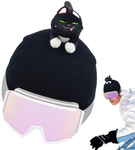 Copertura per casco da snowboard, motivo animali stravaganti, tessuto leggero in seta di latte, copertura flessibile per copricapo, barriera isolante decorativa | per stazioni sciistiche e piste di
