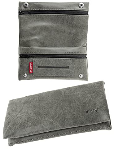 HIBRON Tabaktasche Tabakbeutel leder künstlich für Raucher, Grau