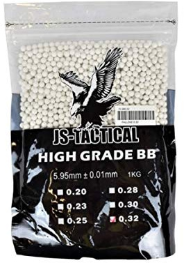 JS-Tactical Pallini Piombini Munizioni Softair Sport 0,32 Grammi 6 mm Busta da 1 kg Bianchi