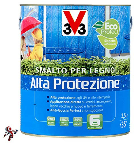 Smalto per Legno Bianco da Esterno Alta Protezione e Impregnante 2,5 Litri