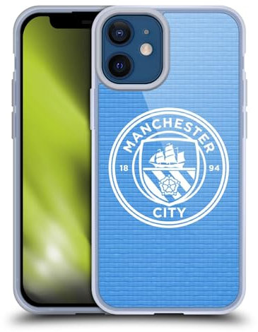 Head Case Designs Officially Licensed Manchester City Man City FC Blue Tile White Mono Badge Pixels Gel Case [Military Grade] Compatible with Apple iPhone 12 Mini and Compatible with MagSafe