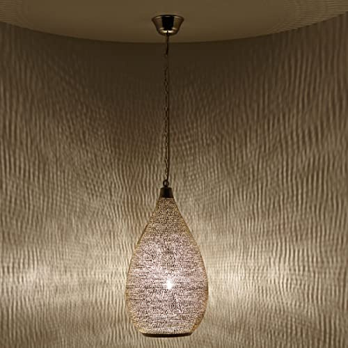 Casa Moro marockansk pendellampa Sada D20 silver äkta silverpläterad mässing pendellampa vardagsrum matsal lampa orientalisk stil EL2185