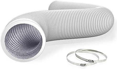 Flehomo 6Inch 25Ft Aluminum Ducting, Flexible Heavy Duty 4 Layer Protection Ducting Vent Hose for HVAC Ventilation and Exhaust, Duct Fan System, White