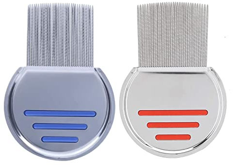 Läusekamm (2 Stück) Kopfläusebehandlung, einzeln verpackt, professionelle Edelstahl-Läuse- und Nissenkämme, entfernt Eier mit abgerundeten Spitzen für Komfort