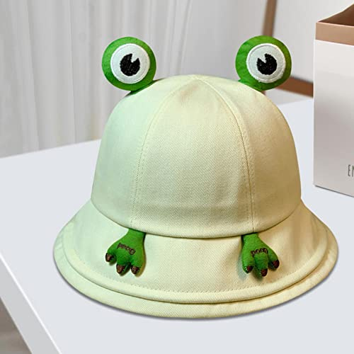 TSHIGO Fischerhut Karikatur Frosch Hut Weiblicher Frühling Sommer Eimer-Hüte Koreanische Frauen Fischer Hüte Mädchen Sonnenschein Panama Becken Caps Outdoor Travel-Beige,55-58Cm