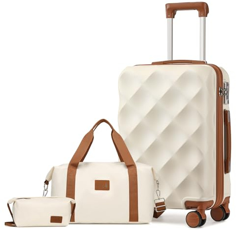 Sea choice Maleta de Cabina 20 Pulgadas con Bolsa de Viaje y Neceser, ABS Rígido Ligero con Ruedas Giratorias 360° Silenciosas y Candado TSA para Avión Mujer Hombre