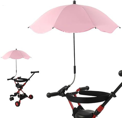 Poussette Parasols Parapluie Ombrelle Poussette Universelle Parapluie De Chaise Universel Réglable Protection UV Parapluie Poussette Avec Pince Réglable Et Bras Réglable (Rose)