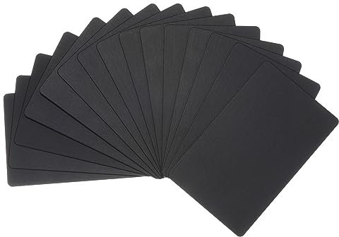 PATIKIL 15 Packung Metall Geschäft Karten Eloxiert 0.8mm Dick Eloxiert Aluminum Rohlinge Name Karte 3.4x2.1 Laser Druckbare Gravurkarte Name für Kunden Basteln Schwarz
