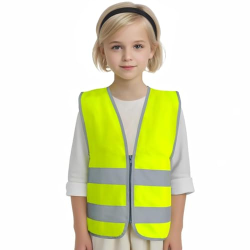 Uno Mejor Kids Safety Vests, Child Reflective Vest Reflective for Boys Girls, Children's High Visibility Toddler Vest for Cycling Skiing, Yellow, XS