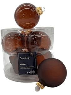 Christbaumkugeln Espresso braun Ø 6 cm aus Glas - 6er Set