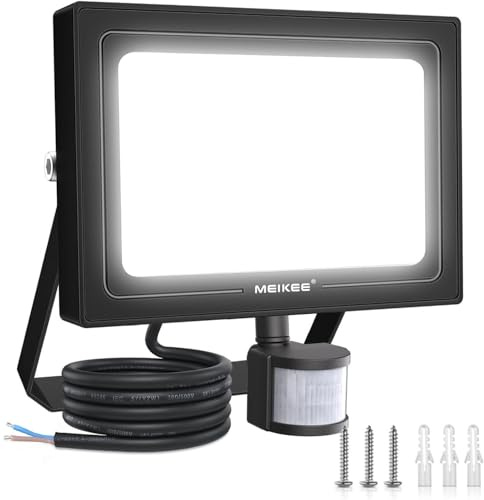 MEIKEE 50W led strålkastare utomhus sensor 4700 lm 6500 K superljus Utomhus säkerhetsbelysning IP66 vattentät utomhusstrålkastare med sensor LED för trädgårdsarage sportfält
