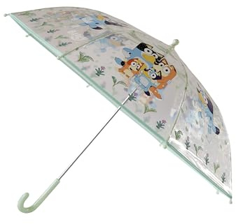 CYPBRANDS Bluey- Paraguas infantil, Paraguas manual para niños, Transparente, Con 8 varillas y tubo metálico de gran resistencia, Producto Oficial