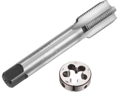 sourcing map Gewindeschneider-Set, 3/4-16 UNF, Linksgewindebohrer und runde Schneideisen, Gewindeschneidwerkzeug-Set für Mutter, Schraube, Bolzen, Gewinde-Reparatur, 2-teilig