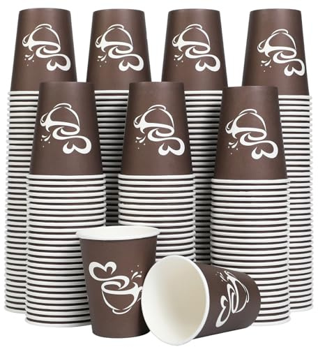 Clawsoff 300 Count 12 oz Paper Coffee Cups, Disposable Drinking Cups for Hot or Cold Beverage, 12 ounce Brown Coffee Cups for Party, Business, Travel, Picnic