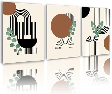 HEHGVCF Set di 3 poster da parete, verde, moderno, minimalista, geometrica, per camera da letto, soggiorno, senza cornice (geometrica, 40 x 60 cm)