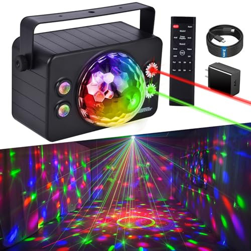 Yinpkteo Luces de fiesta de discoteca para interiores, luz LED de 6 colores, luz estroboscópica activada por sonido para interiores y exteriores, pista de baile, fiestas, cumpleaños, rave, hogar,