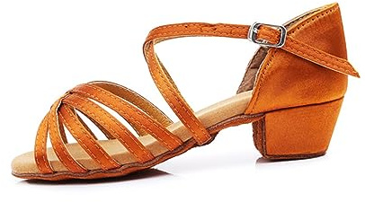 GALPADA Low-Heeled Dancer Shoes for Girls for Latin Dancing Soft Sole Dance Shoes for Boys and Girls for Dance Classes and Performances Orange