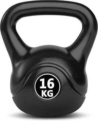 Bestfor Kettlebell Vinyl Coated, Black, Weight Lifting Strength Kettle Bell, for Training, Cardio, Fitness, Muscle Exercise Chart, Body Building, Home Gym Workout 16kg