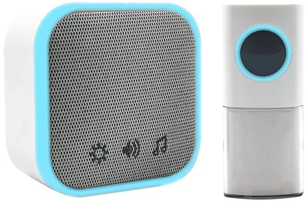Uni-Com Timbre de puerta portátil inalámbrico, rango de funcionamiento de 150 m, 30 campanillas diferentes, alerta de timbre LED, 3 modos de funcionamiento, fácil instalación, color blanco