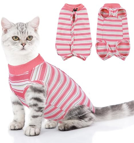 ASENKU Body Gatto Post Operatorio Tuta Recupero per Gatti Femminili, Post-chirurgia o Malattie della Pelle,Tutina Post Operatoria Gatto,Vestiti per Gatti per Impedire Leccare Ferita, Rosa, XS