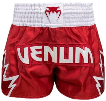 Venum Pantalones Cortos Inferno Kids Muay Thai para Hombre, Cherry Red Snow White, L Corto