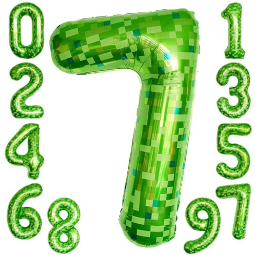 KOBOKO Ballon vert 7e anniversaire garçon 101 cm Ballon en aluminium en forme de chiffre Ballon XXL 101 cm Décoration d'anniversaire 7 ans garçon Décoration d'anniversaire 7 ans garçon