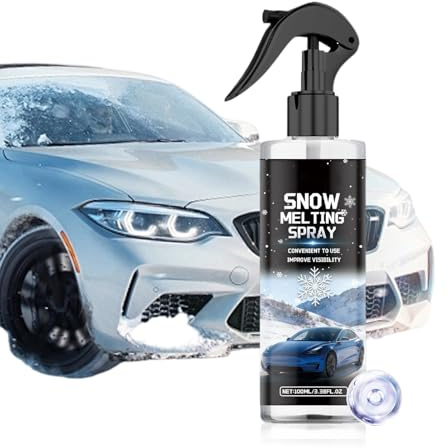 Descongelante en espray para parabrisas – 100 ml de acción rápida | Descongelante en espray de invierno para coche | para espejos retrovisores, vehículos, camiones, SUV, frigoríficos