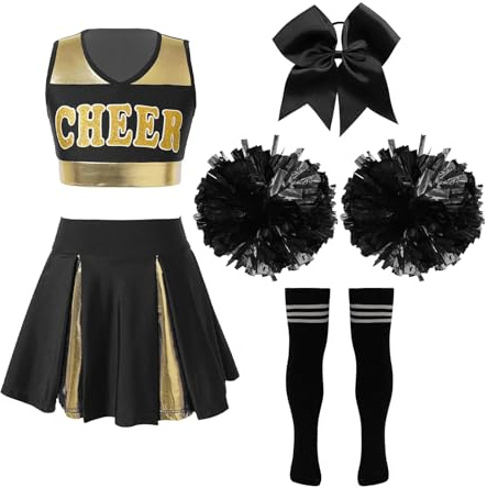Cheerleading-uniform, Cheerleading Uniformer Set Crop Top Kjol Strumpor Flerfärgad Storlekar 6-16 5 st
