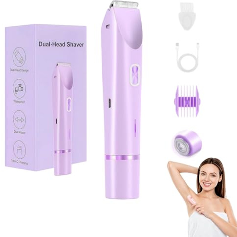 Ephra Cosmetics - Afeitadora Íntima Mujer,depilación Indolora De Doble Cabeza, Uso En Seco Y Húmedo (Morado)