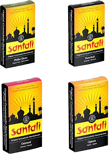 Crottendorfer Räucherkerzen Santali 4er Set Opium, Oriental, Patschuli, Pfeffer Zitrus