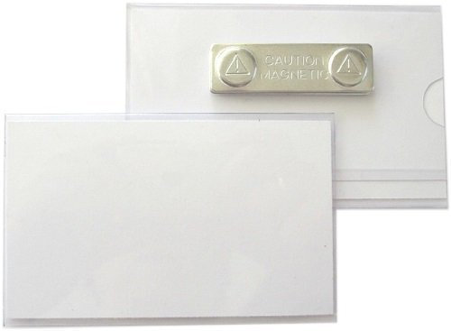5 Stück Namensschilder, Ausweishüllen aus Hart-PVC mit Magnet 75x40 mm