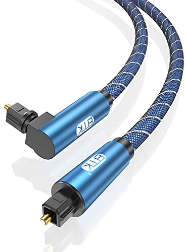 EMK】90° Optisches Kabel Toslink mit 360° drehbarem Stecker - Digitales Audio Kabel - 2m - Kompatibel mit Soundbar, Fernseher TV, PS3, PS5, Xbox, Heimkino - Blau