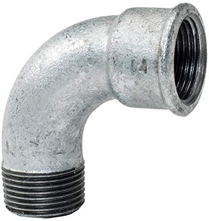 Bogen kurz 2 90 Grad IG/AG - Fitting aus Temperguss feuerverzinkt - Formteil Nr. 1A - qpool24