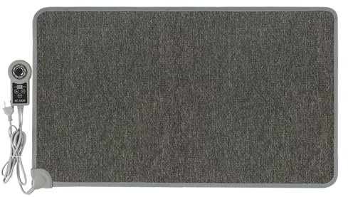 Mi-Heat Warm Feet Infrarot Heizteppich Heizmatte 55x80cm grau/anthrazit - ca. 40°C - mit Controller, Timer-Funktion, Fußboden, 230V, Schlingenwaren Teppich Oberfläche