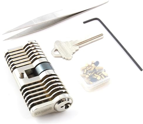 Dangerfield Brushed Aluminium Repinnable Practice Lock + Pins and Tweezers - Essential Training Kit