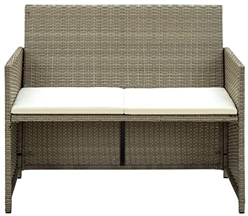 Festnight 2-Sitzer-Gartensofa PolyRattan Essgruppe Sitzgruppe Garten 2 Personen mit Polstern Beige Gartenmöbel Rattan Gartenset Sitzgruppe