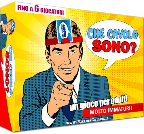 Magma Games: CHE CAVOLO SONO? - Giochi da Tavolo di Società in Scatola per Adulti e Ragazzi, Indovinare le Carte in Testa, Regali Divertenti da 18 anni, 2-6 Giocatori in Italiano
