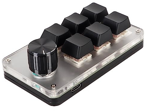 Macro Keyboard USB Mini Keypad One Handed Keyboard, Red Switch Macro Pad Plug and Play Ergonomic Customized Knobs Programmable Gaming Keypad for Desktop PC