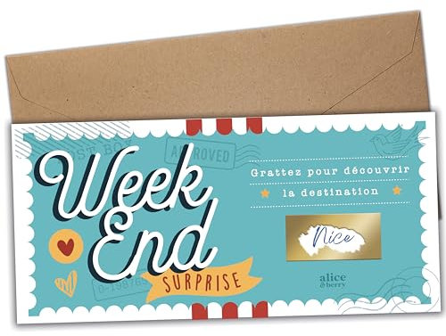 Rubbelkarte Überraschung Wochenende – Reise Geschenk personalisierbar – Rubbel-Pad zum Aufhängen – dickes Papier 350 g – inkl. Umschlag